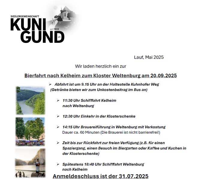 Einladung zur Bierfahrt nach Kelheim