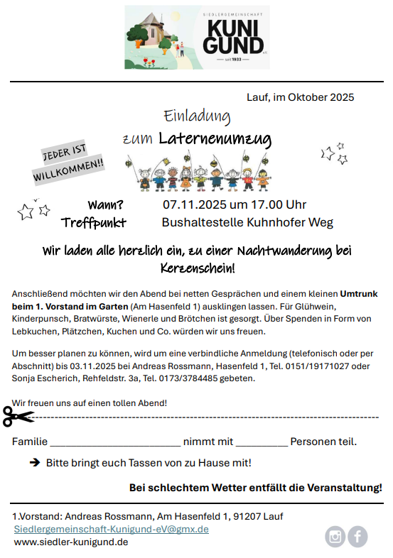 Einladung zum Laternenumzug 2025
